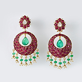 PAIR OF RUBY, EMERALD, PEARL AND DIAMOND EARRINGS -    - Fine Jewels: From Tradition to Innovation