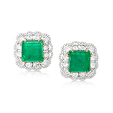 PAIR OF EMERALD AND DIAMOND EARRINGS -    - Fine Jewels: From Tradition to Innovation