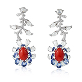 PAIR OF CORAL, SAPPHIRE AND DIAMOND EARRINGS -    - Fine Jewels: From Tradition to Innovation
