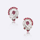 ART DECO RUBY AND DIAMOND EAR PENDANTS -    - Fine Jewels: From Tradition to Innovation