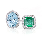 EMERALD AND AQUAMARINE TOI ET MOI RING -    - Fine Jewels: From Tradition to Innovation