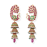 PAIR OF GEMSET `PEACOCK` EARRINGS -    - Fine Jewels: From Tradition to Innovation