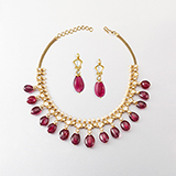 SUITE OF RUBELLITE, DIAMOND AND PEARL NECKLACE AND EARRINGS -    - Fine Jewels: From Tradition to Innovation