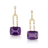 PAIR OF ART DECO-INSPIRED AMETHYST AND DIAMOND EAR PENDANTS -    - Fine Jewels: From Tradition to Innovation