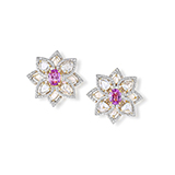 PAIR OF DIAMOND AND PINK SAPPHIRE EARRINGS -    - Fine Jewels: Ode to Nature
