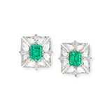 PAIR OF COLOMBIAN EMERALD AND DIAMOND EARRINGS -    - Fine Jewels: Ode to Nature