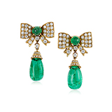 PAIR OF DIAMOND AND EMERALD EARRINGS -    - Fine Jewels: Ode to Nature