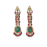 PAIR OF DIAMOND, EMERALD AND SPINEL EARRINGS -    - Fine Jewels: Ode to Nature