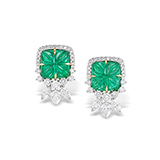 PAIR OF EMERALD AND DIAMOND EARRINGS -    - Fine Jewels: Ode to Nature