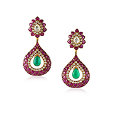 PAIR OF DIAMOND, RUBY AND EMERALD EARRINGS -    - Fine Jewels: Ode to Nature
