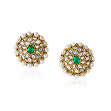 PAIR OF EMERALD, PEARL AND DIAMOND KARNPHOOL EARRINGS -    - Fine Jewels: Ode to Nature