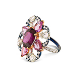 PINK SAPPHIRE, GARNET AND DIAMOND RING -    - Fine Jewels: Ode to Nature