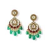 PAIR OF DIAMOND AND EMERALD CHANDBALI EARRINGS -    - Fine Jewels: Ode to Nature
