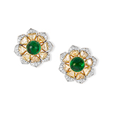 PAIR OF EMERALD AND DIAMOND EARRINGS -    - Fine Jewels: Ode to Nature