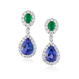 PAIR OF TANZANITE, EMERALD AND DIAMOND EARRINGS -    - Fine Jewels: Ode to Nature