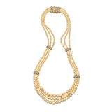 THREE STRAND NATURAL PEARL NECKLACE WITH BOUCHERON CLASP -    - Fine Jewels: Ode to Nature