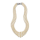 FIVE STRAND NATURAL PEARL AND DIAMOND NECKLACE -    - Fine Jewels: Ode to Nature