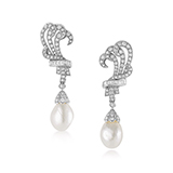 PAIR OF NATURAL PEARL AND DIAMOND EARRINGS -    - Fine Jewels: Ode to Nature