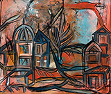 Untitled (Red Landscape with Dome) - Lancelot  Ribeiro - Winter Online Auction