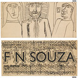 F N Souza-Three Kings (recto), Gallery One invitation to F.N Souza exhibition, 1957 (verso)