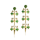 -A PAIR OF EMERALD AND PEARL CHANDELIER EARRINGS