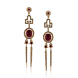 -A PAIR OF RUBY AND DIAMOND 'ICE PICK DECO' EARRINGS