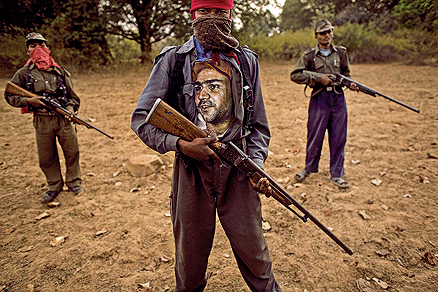 A Maosist Rebel Wearing a Cricketer Virender Sehwag Shirt Patrols in the Dandakaranya Forests