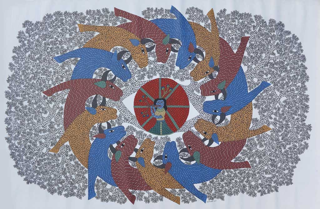 Gond folk art painting by Dilip Shyam