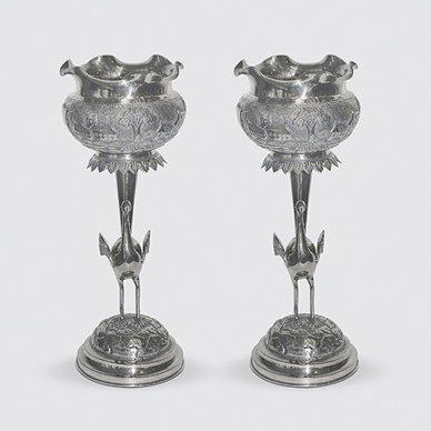 Bombay Pair of Bird Vases