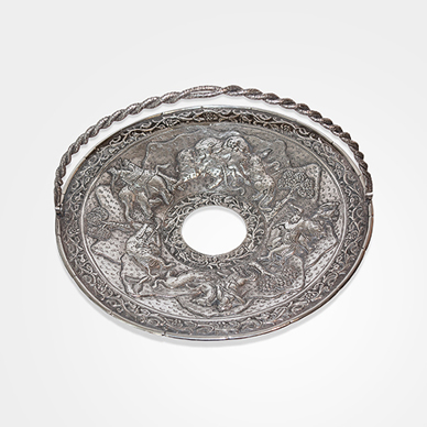 Lucknow Swing-handled Basket in "Hunting Pattern"