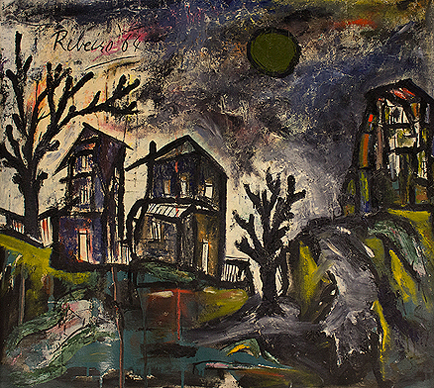 Untitled (Night Landscape with Trees and Moon)