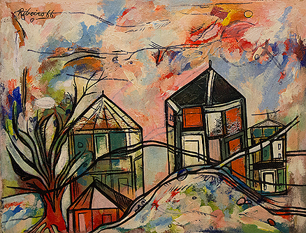 Untitled (Landscape with Trees and Houses)