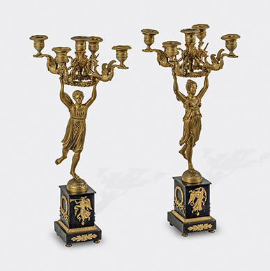 PAIR OF EMPIRE STYLE CANDELABRA
