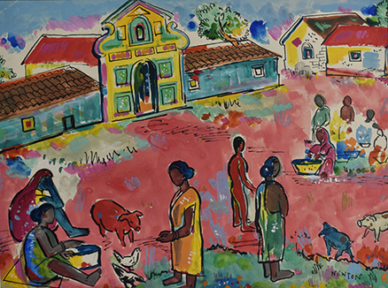 Untitled (Village scene with pigs and chickens, Goa)