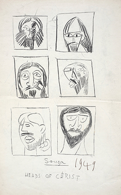 Heads of Christ (verso); Fighting figures (recto)