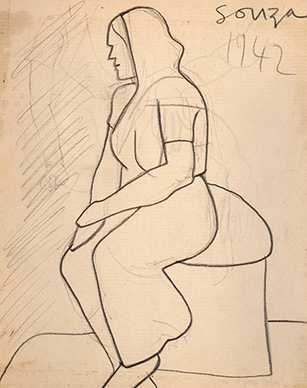 Untitled (Seated woman in sari) recto; Untitled verso
