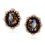 PAIR OF INTRICATE MICROMOSAIC `BLUE BIRD` EARRINGS -    - Fine Jewels, Silver and Watches