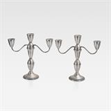 PAIR OF SILVER THREE-ARMED CANDELABRA BY DUCHIN -    - Online Auction of Fine Jewels
