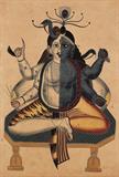 Composite Image of Shiva and Krishna - Kalighat  Pat - COVID-19 Relief Fundraiser Online Auction