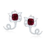 SPINEL AND DIAMOND LOTUS EARRINGS -    - REDiscovery: Auction of Art and Collectibles
