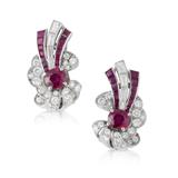 PAIR OF BURMESE RUBY AND DIAMOND EARRINGS BY RAYMOND YARD -    - Online Auction of Fine Jewels