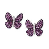 PAIR OF PINK SAPPHIRE AND DIAMOND `BUTTERFLY` EARRINGS -    - Online Auction of Fine Jewels