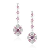 PAIR OF PINK SAPPHIRE, SPINEL AND DIAMOND EARRINGS -    - Online Auction of Fine Jewels