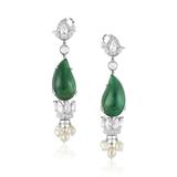 PAIR OF EMERALD AND DIAMOND EARRINGS -    - Online Auction of Fine Jewels