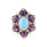 TURQUOISE, AMETHYST AND DIAMOND RING -    - Online Auction of Fine Jewels