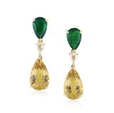 PAIR OF EMERALD AND GOLDEN BERYL EARRINGS -    - Online Auction of Fine Jewels