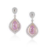 PAIR OF KUNZITE, DIAMOND, COLOURLESS SAPPHIRE AND MOTHER-OF-PEARL EARRINGS -    - Online Auction of Fine Jewels