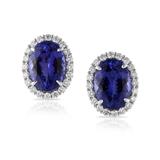 PAIR OF TANZANITE AND DIAMOND EARRINGS -    - Online Auction of Fine Jewels