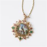MICROMOSAIC `PEACOCK` AND MULTI-GEM PENDANT WITH CHAIN -    - Online Auction of Fine Jewels