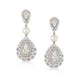 PAIR OF DIAMOND AND PEARL EARRINGS -    - Online Auction of Fine Jewels